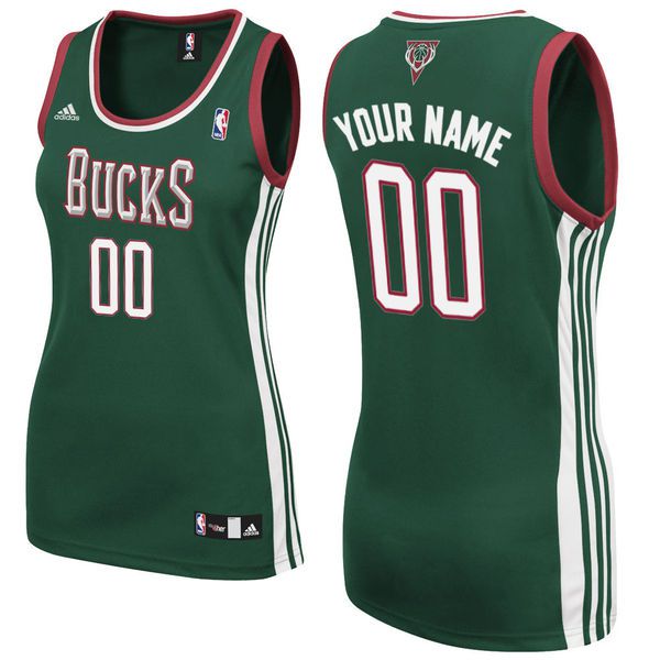 Adidas Milwaukee Bucks Women Custom Replica Road Green NBA Jersey->customized nba jersey->Custom Jersey
